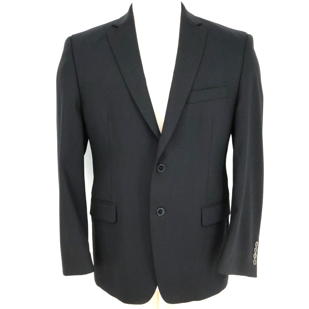 Calvin Klein Sport Coat Mens 42S Black Wool Lined Jacket Pockets Preppy Career
